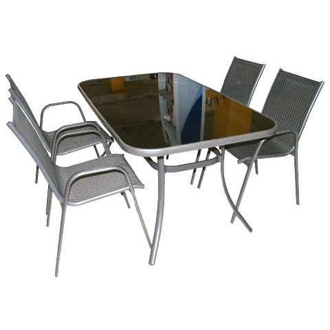 MESA JARDIN ALUMINIO/CRISTAL NEGRO MENORCA