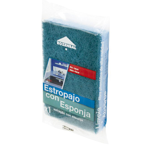 ESTROPAJO CON ESPONJA AZUL