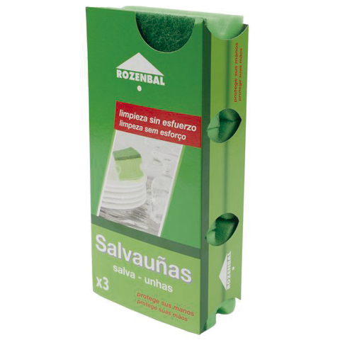 ESTROPAJO CON ESPONJA SALVAUÑAS VERDE