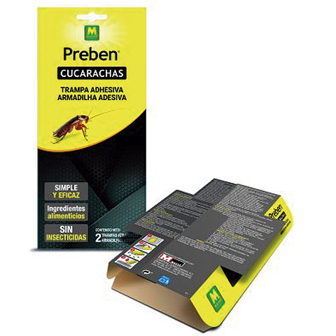 TRAMPA ADHESIVA C/ATRAYENTE PARA CUCARACHAS BL 2UD