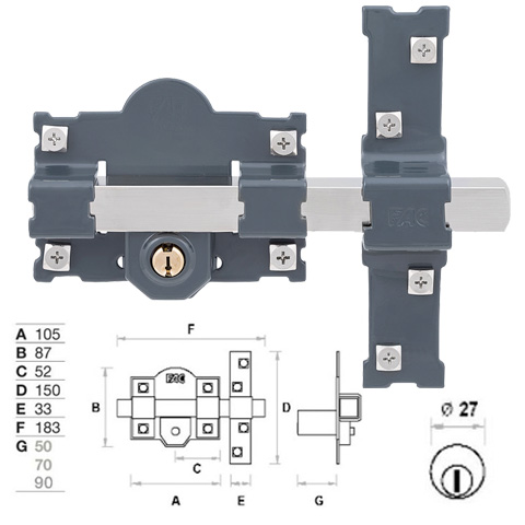 CERROJO TRABA 101-L/105 PINTADO
