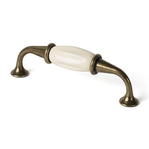 TIRADOR MUEBLE FIJO BRONCE ENVEJECIDO-PORCELANA 96MM