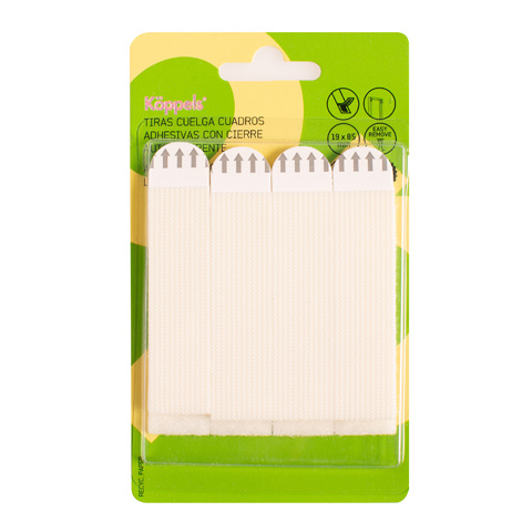 CUELGACUADROS CIERRE AUTOAD. BLANCO 19X85MM (BL 4UD)