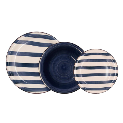 VAJILLA CERAMICA 18 PIEZAS SINGULAR AZUL