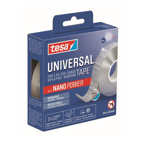 CINTA ADHESIVA DOBLE CARA TRANSPARENTE 30MMX3M NANO POWER