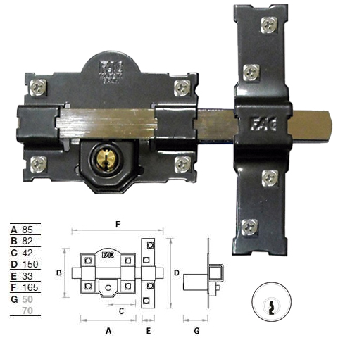 CERROJO FAC 201-L 80 PINTADO