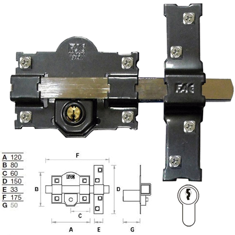CERROJO FAC 301-L 120 PINTADO