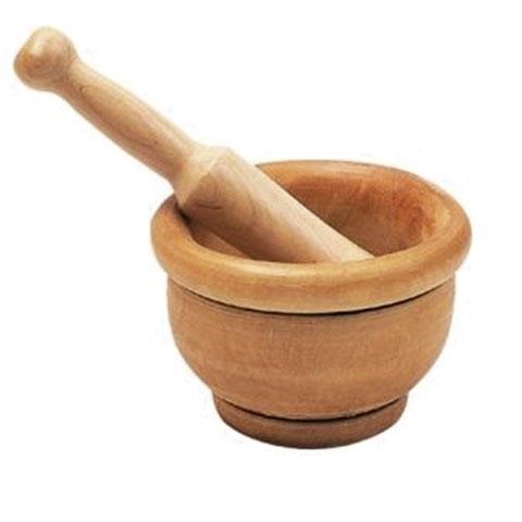 MORTERO MADERA CON MANO