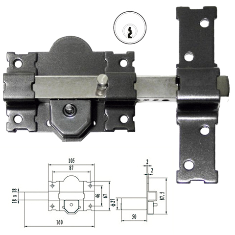 CERROJO BRIXO CS-160/LR 105MM  LLAVE/BOTON