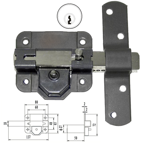 CERROJO BRIXO CS-137LR/90 80MM PINTADO LLAVE/BOTON