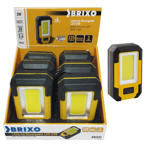 LINTERNA RECARGABLE C/FUNCION POWER BANK LED COB 3W (EXP 6UD) BRIXO