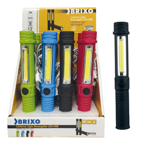 LINTERNA LAPIZ RECARGABLE LED+COB (EXP 12UD) BRIXO