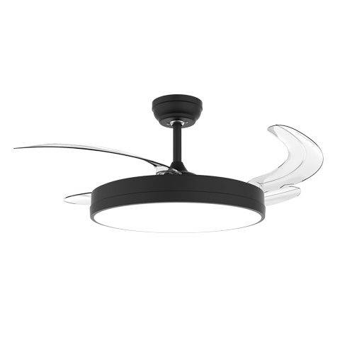 VENTILADOR TECHO ASPAS ABATIBLES C/MANDO Y LUZ ALISIOS 106CM NEGRO