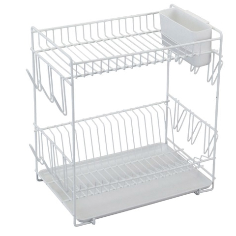 ESCURREPLATOS PLASTIFICADO 2 PISOS C/BANDEJA BLANCO